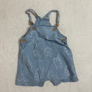 Disney Baby Winnie The Pooh Romper 6-9M Blue Chambray Overalls Sunsuit